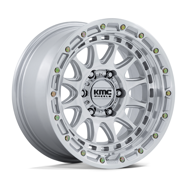 KMC Wheels KM556 Crux 17x8.5 Gloss Silver w/Machined Face 25mm ET 66.06mm CB 6x114.3