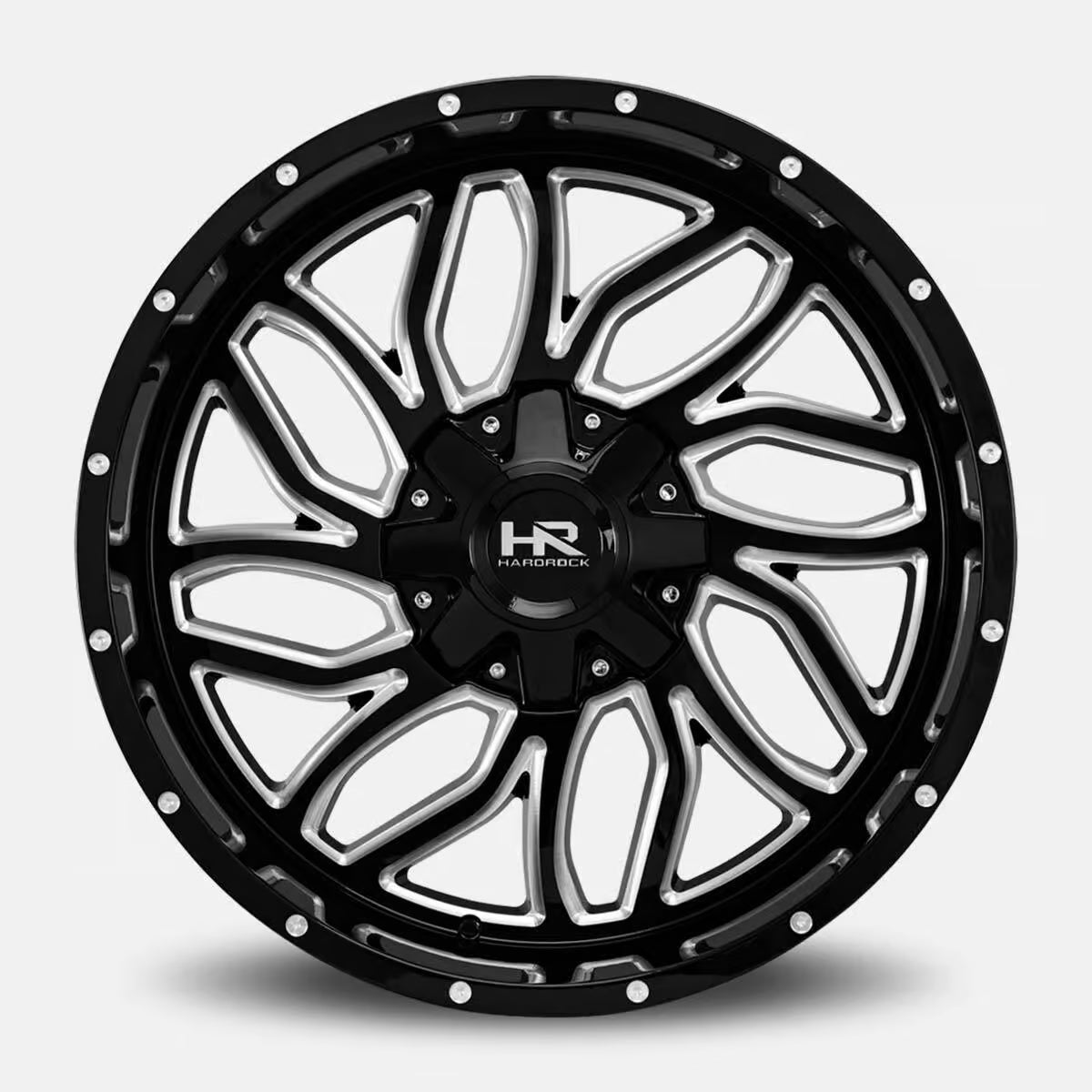 Hardrock Offroad Destroyer 22x10 Gloss Black Milled -25mm ET 125.2mm CB 8x165.1 wheel