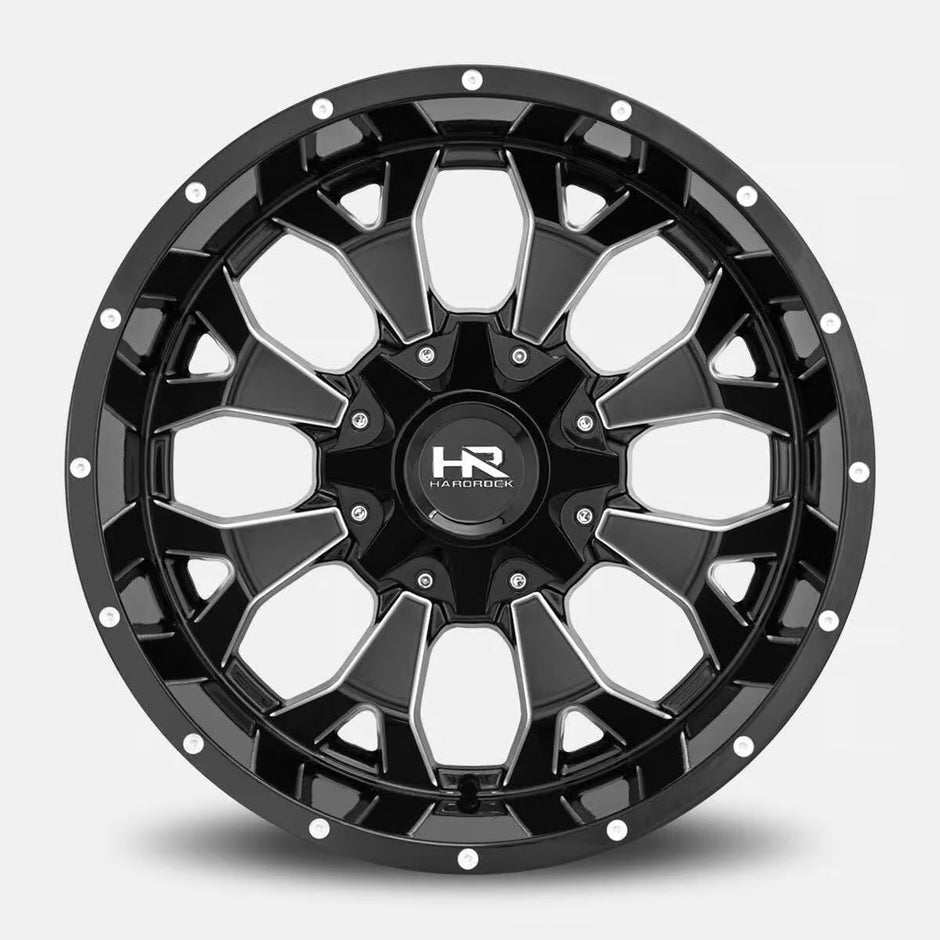 Hardrock Offroad Devastator 20x12 Gloss Black Milled -51mm ET 125.2mm CB 8x170 wheel