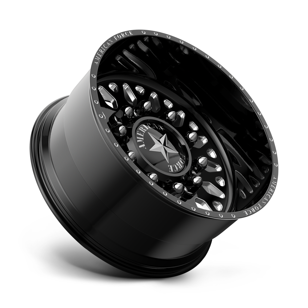 American Force Evo SD forged wheels in gloss black milled finish, side profile view