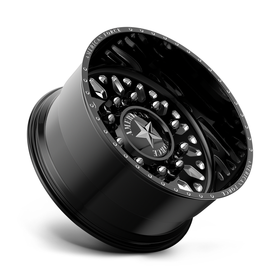 American Force Evo SD forged wheels in gloss black milled finish, side profile view