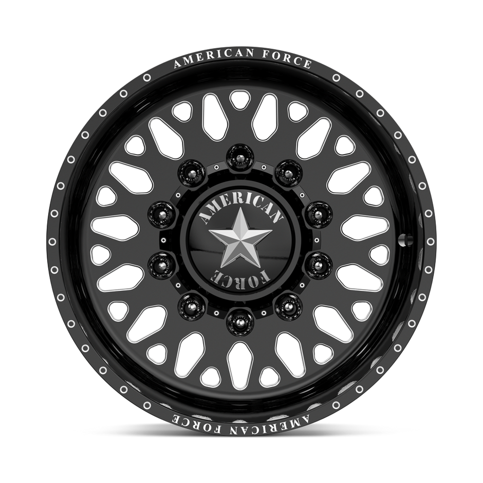 American Force Evo SD forged wheels in gloss black milled finish, face view