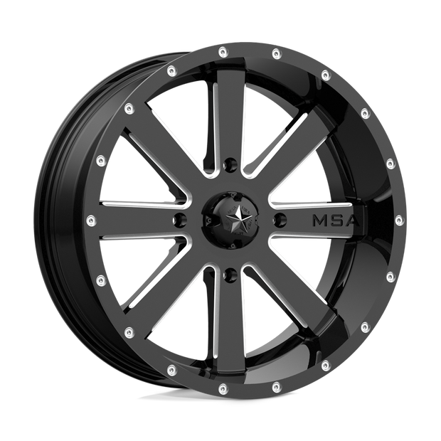 MSA Offroad Wheels M34 Flash 22x7 Gloss Black Milled 0mm ET 132mm CB 4x156