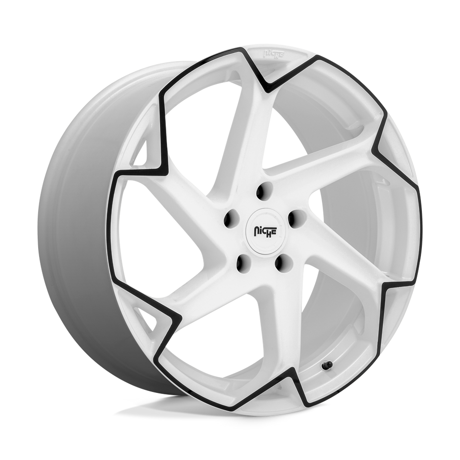 Niche M257 Flash 20x10.5 Gloss White w/Black 35mm ET 72.56mm CB 5x120