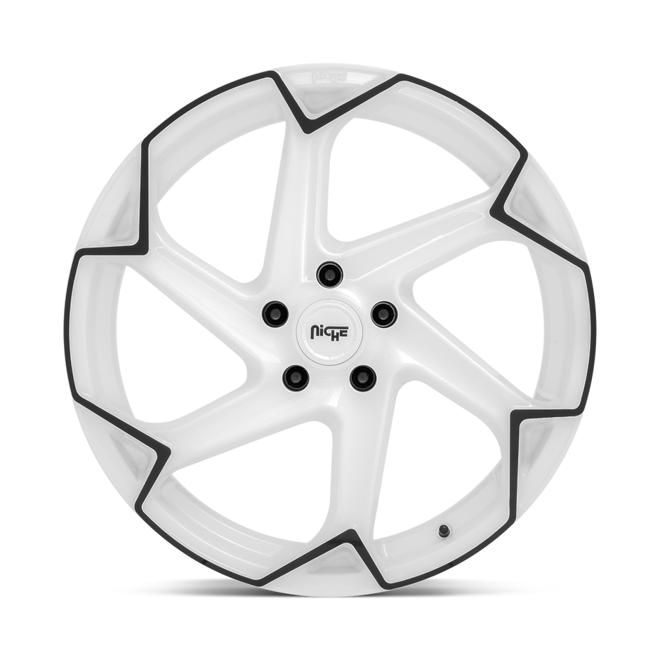 Niche M257 Flash 20x10.5 Gloss White w/Black 35mm ET 72.56mm CB 5x120