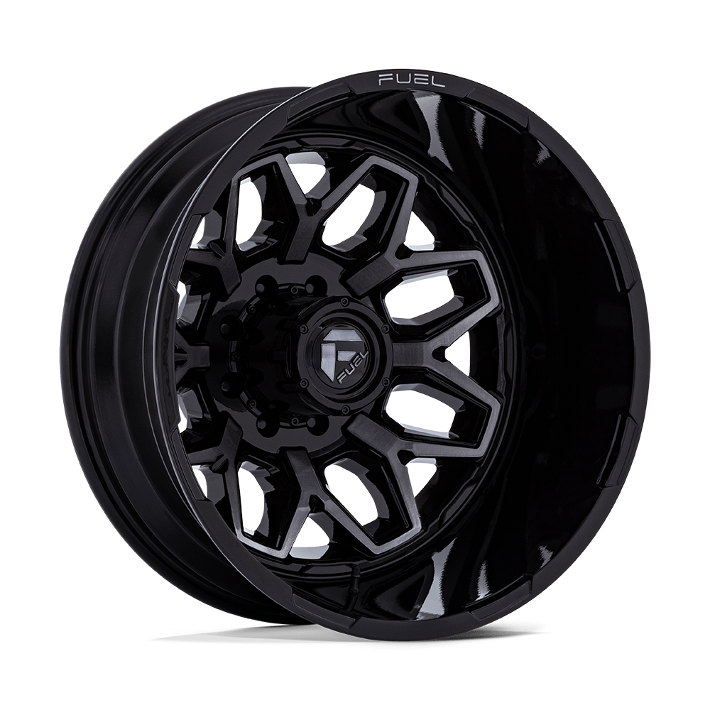 Fuel Wheels D875 Flux Dually 20x8.25 Gloss Black & Brushed Face w/Gray DDT -246mm ET 154.3mm CB 8x210