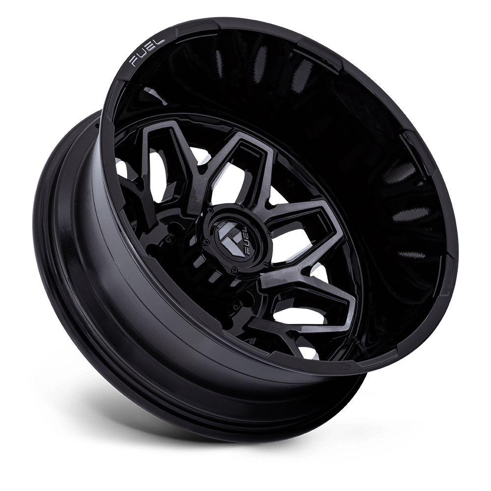 Fuel Wheels D875 Flux Dually 20x8.25 Gloss Black & Brushed Face w/Gray DDT -246mm ET 154.3mm CB 8x210
