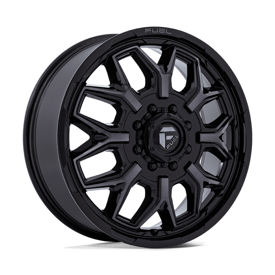 Fuel Wheels D875 Flux Dually-Front 22x8.25 Gloss Black & Brushed Face w/Gray DDT 104mm ET 125.1mm CB 8x170