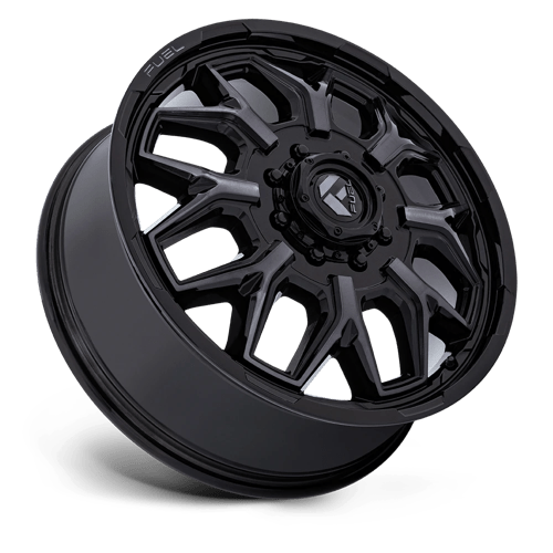 Fuel Wheels D875 Flux Dually-Front 22x8.25 Gloss Black & Brushed Face w/Gray DDT 104mm ET 117mm CB 8x165.1