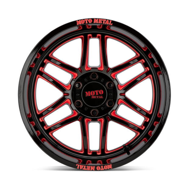 Moto Metal MO992 Folsom 22x10 Gloss Black Milled w/Red Clear Coat -18mm ET 125.5mm CB 8x165.1