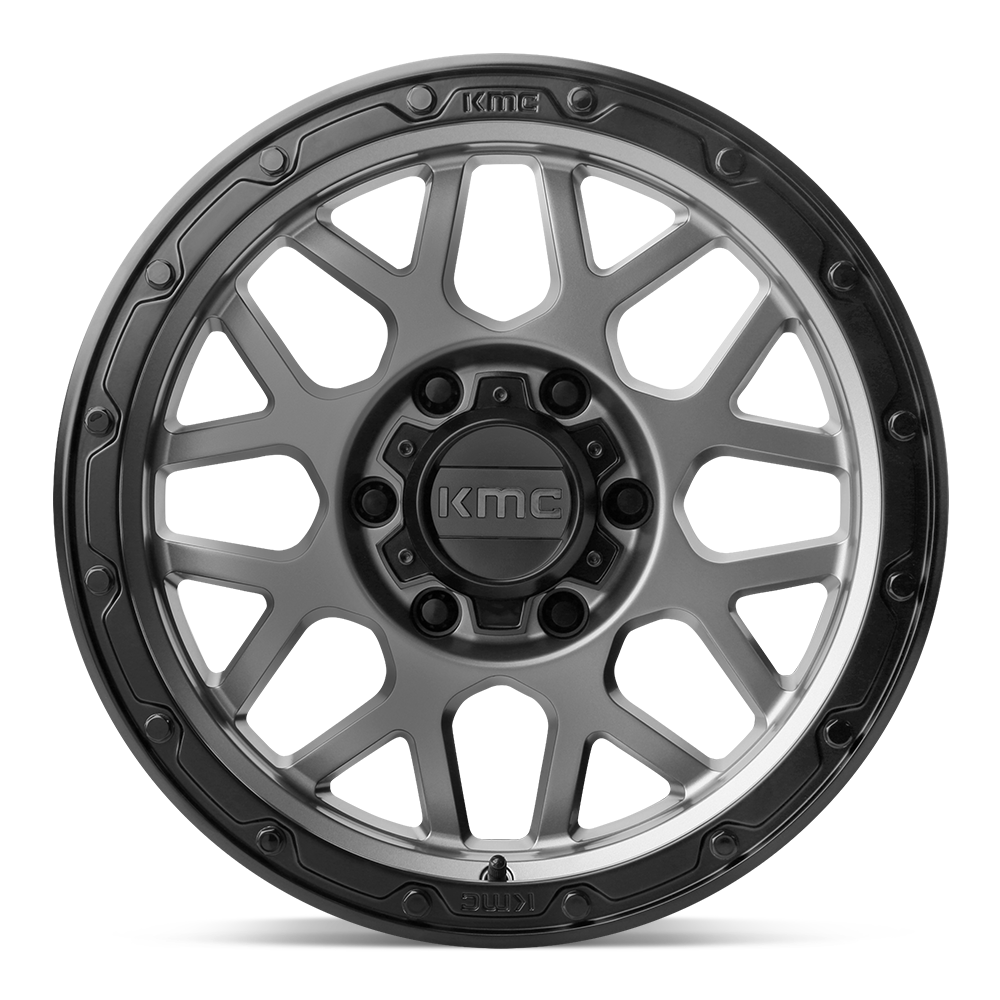 KMC Wheels KM535 Grenade Off-road 20x9 Matte Gray w/Matte Black Lip 18mm ET 71.5mm CB 5x127