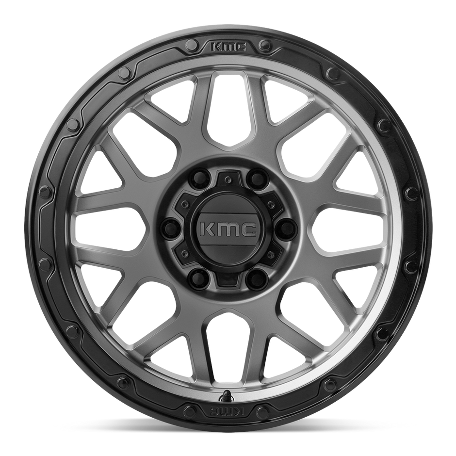 KMC Wheels KM535 Grenade Off-road 20x9 Matte Gray w/Matte Black Lip 18mm ET 71.5mm CB 5x127