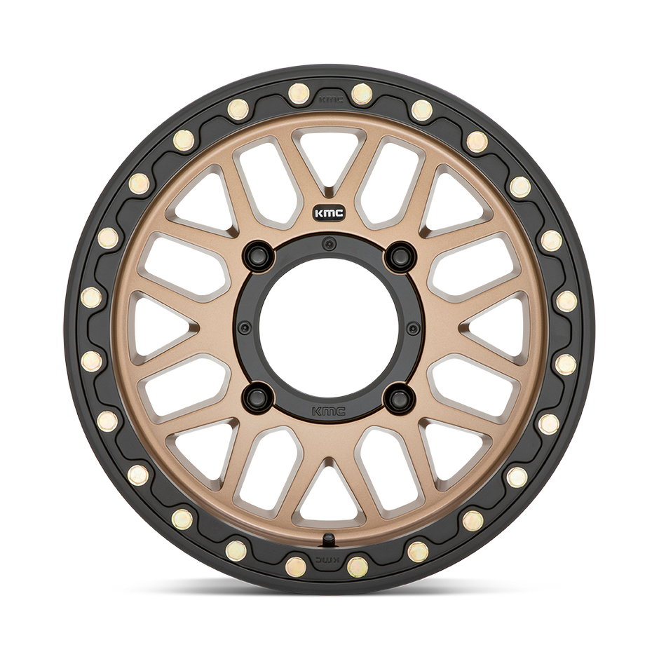 KMC Wheels KS235 Grenade Beadlock 15x6 Satin Bronze 38mm ET 132mm CB 4x156