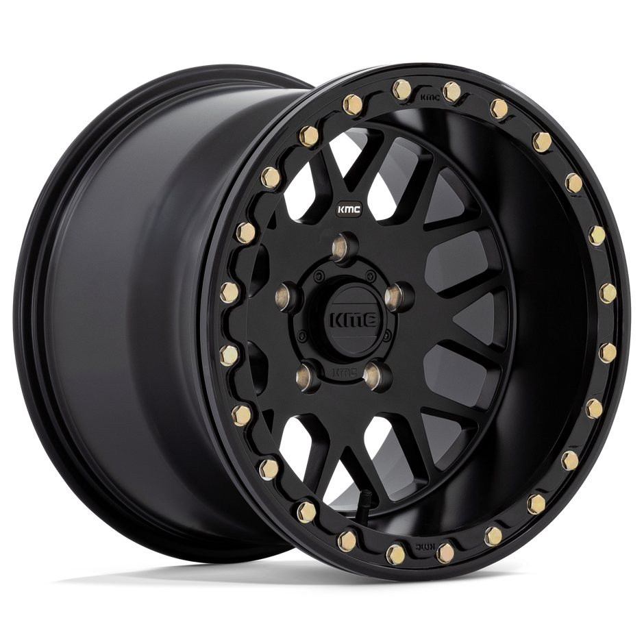 KMC Wheels KS235 Grenade Beadlock 15x7 Satin Black 10mm ET 112.1mm CB 4x137