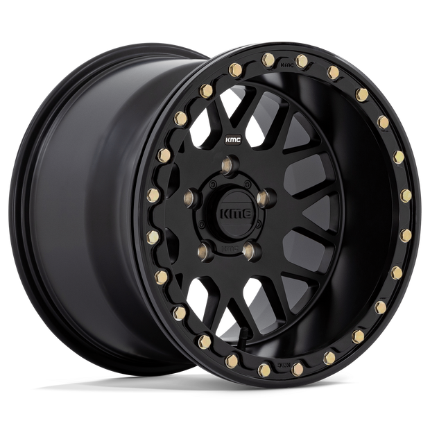 KMC Wheels KS235 Grenade Beadlock 15x7 Satin Black 10mm ET 112.1mm CB 4x137