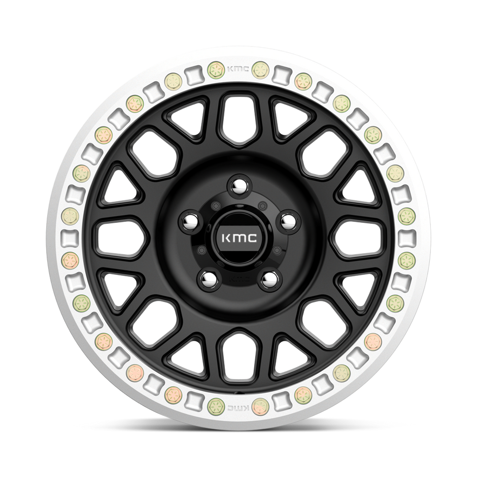 KMC Wheels KM234 Grenade Desert Beadlock 17x8.5 Satin Black 0mm ET 108mm CB 6x165.1