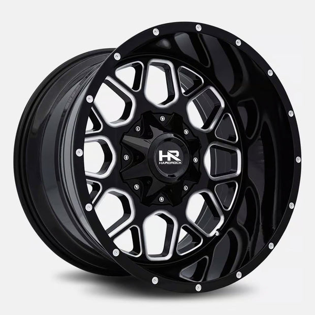 Hardrock Offroad Gunner 20x12 Gloss Black Milled -44mm ET 110.3mm CB 5x150/5x139.7 wheel