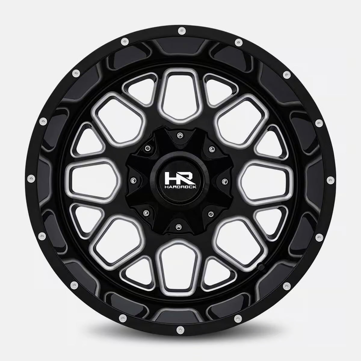 Hardrock Offroad Gunner 20x12 Gloss Black Milled -44mm ET 108mm CB 6x135/6x139.7 wheel