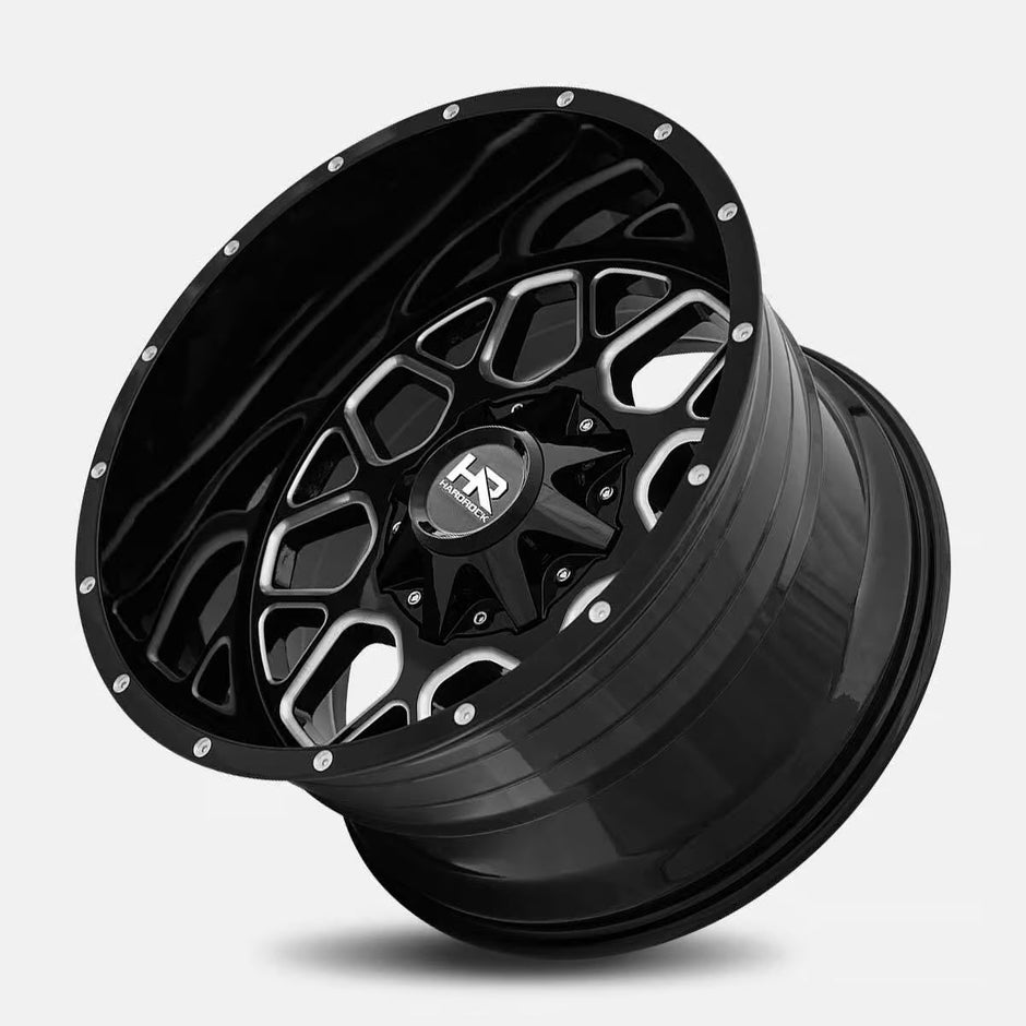 Hardrock Offroad Gunner 20x12 Gloss Black Milled -44mm ET 110.3mm CB 5x150/5x139.7 wheel
