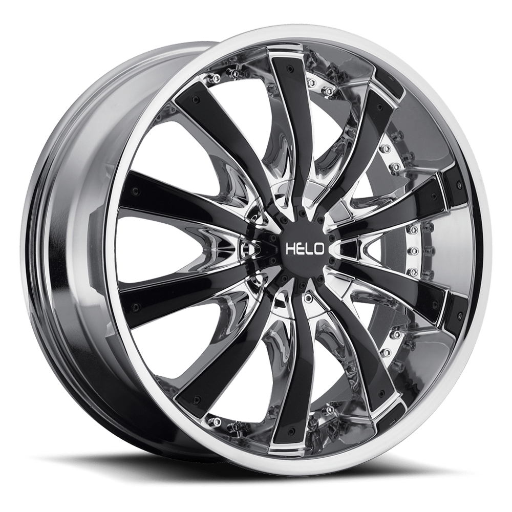 Helo Wheels HE875 26x9.5 Chrome w/Gloss Black Accents 38mm ET 74.1mm CB 5x115/5x120