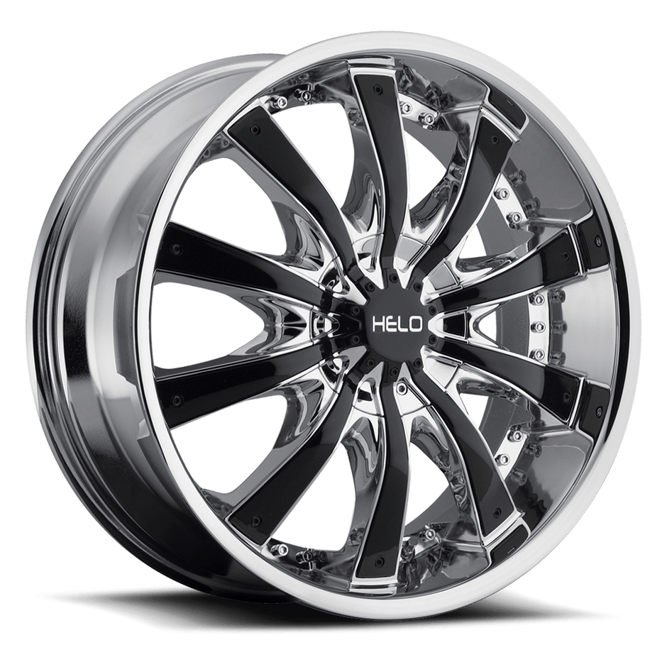 Helo Wheels HE875 26x9.5 Chrome w/Gloss Black Accents 38mm ET 74.1mm CB 5x115/5x120