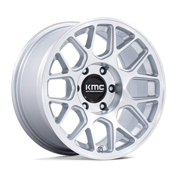 KMC Wheels KM730 Hatchet 17x8.5 Gloss Silver w/Machined Face 25mm ET 66.06mm CB 6x114.3