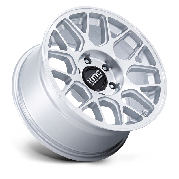 KMC Wheels KM730 Hatchet 17x8.5 Gloss Silver w/Machined Face 25mm ET 66.06mm CB 6x114.3