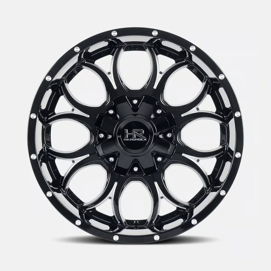 Hardrock Offroad Horseshoe 22x10 Gloss Black Milled -25mm ET 125.2mm CB 8x170 wheel