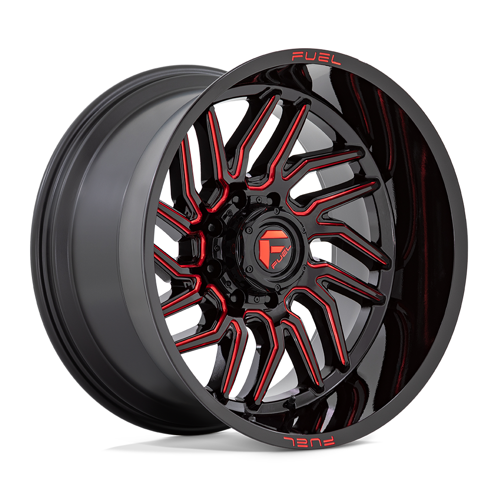 Fuel Wheels D808 Hurricane 20x10 Gloss Black Milled w/Red Tint -18mm ET 125.1mm CB 8x170