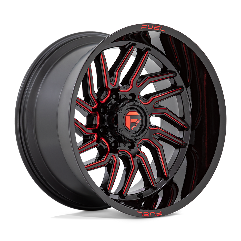 Fuel Wheels D808 Hurricane 20x10 Gloss Black Milled w/Red Tint -18mm ET 125.1mm CB 8x170