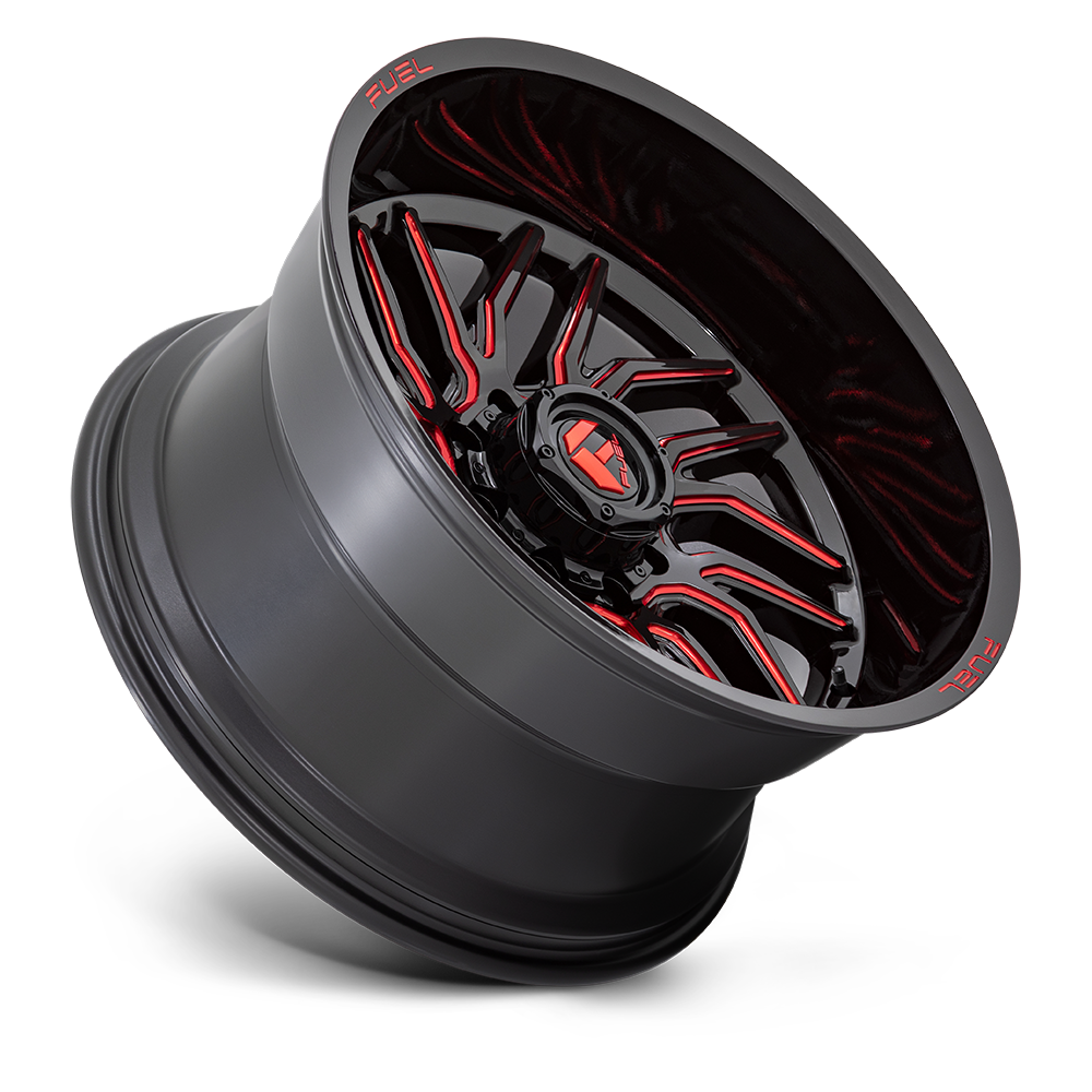 Fuel Wheels D808 Hurricane 20x10 Gloss Black Milled w/Red Tint -18mm ET 125.1mm CB 8x170