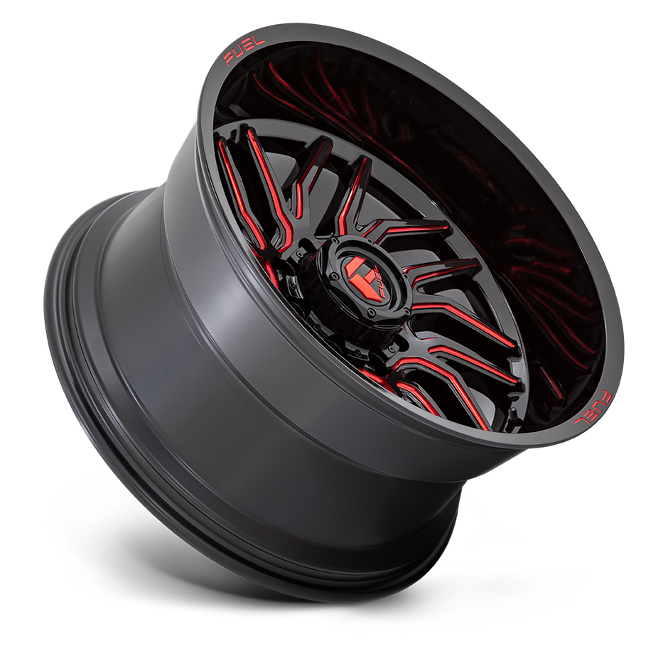 Fuel Wheels D808 Hurricane 20x10 Gloss Black Milled w/Red Tint -18mm ET 125.1mm CB 8x170