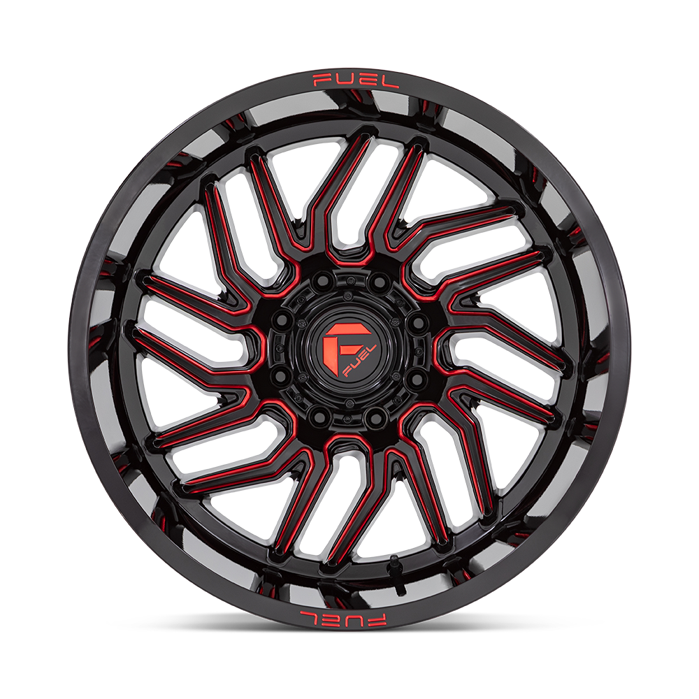 Fuel Wheels D808 Hurricane 20x10 Gloss Black Milled w/Red Tint -18mm ET 125.1mm CB 8x170