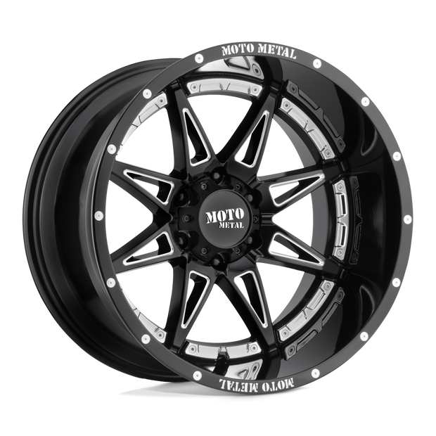 Moto Metal MO993 Hydra 17x9 Gloss Black Milled -12mm ET 125.1mm CB 8x165.1