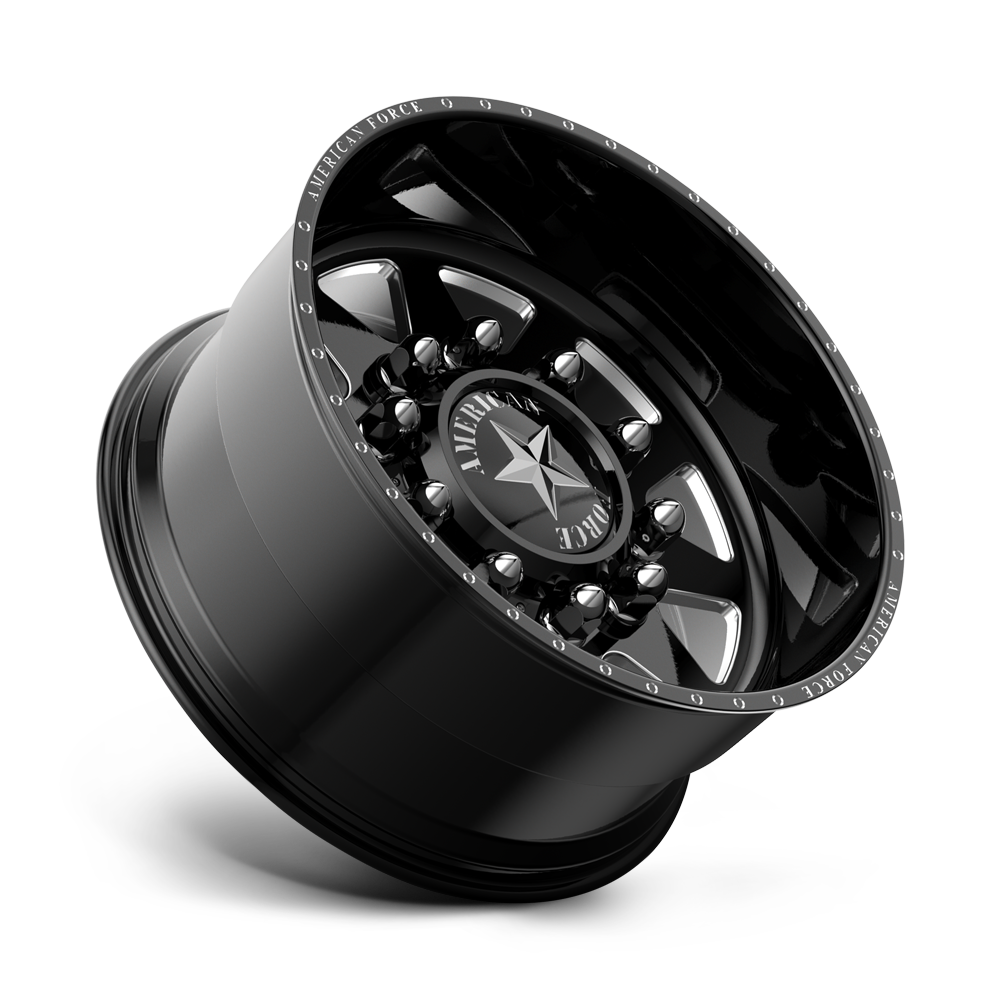 American Force Independence SD forged wheels in gloss black milled finish, side profile view