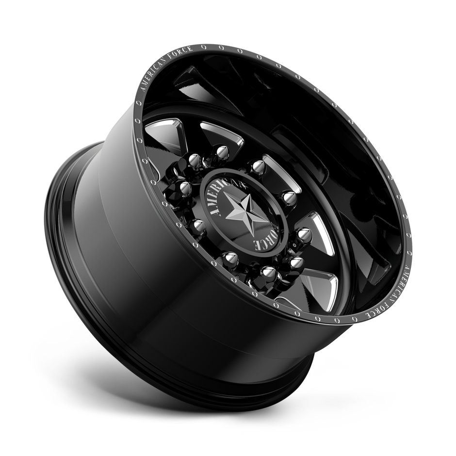 American Force Independence SD forged wheels in gloss black milled finish, side profile view