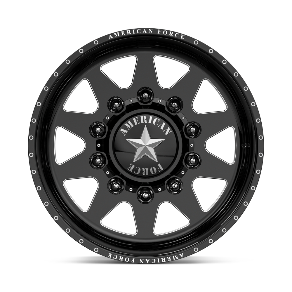 American Force Independence SD forged wheels in gloss black milled finish, face view