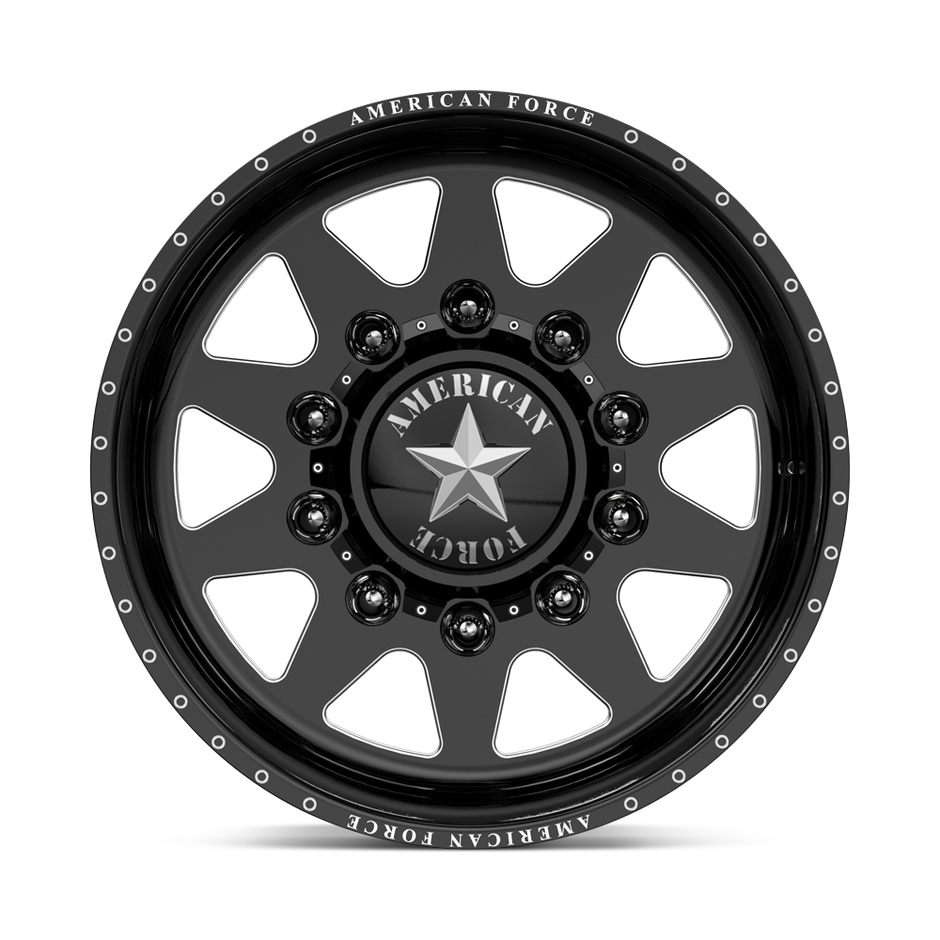 American Force Independence SD forged wheels in gloss black milled finish, face view