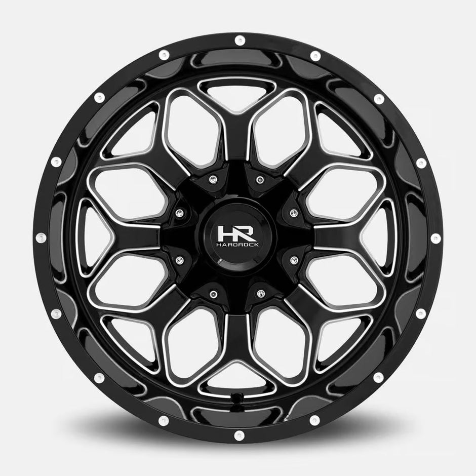 Hardrock Offroad Indestructible 22x10 Gloss Black Milled -25mm ET 110.3mm CB 5x150/5x139.7 wheel