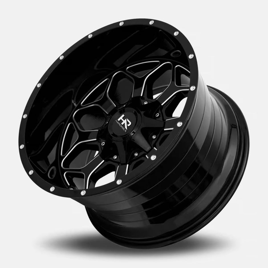Hardrock Offroad Indestructible 20x12 Gloss Black Milled -51mm ET 110.3mm CB 5x150/5x139.7 wheel
