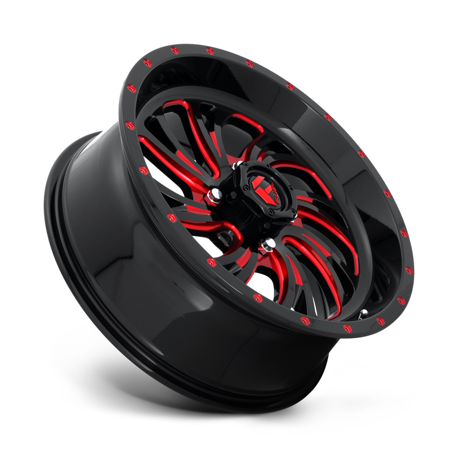 Fuel Wheels D642 Kompressor UTV 18x7 Gloss Black W/Red Tinted Clear 13mm ET 132mm CB 4x156