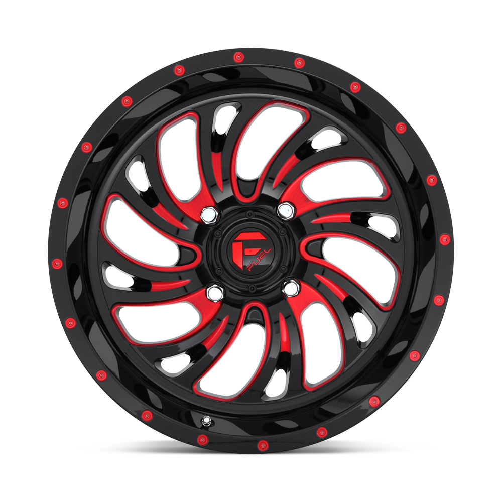 Fuel Wheels D642 Kompressor UTV 18x7 Gloss Black W/Red Tinted Clear 13mm ET 132mm CB 4x156