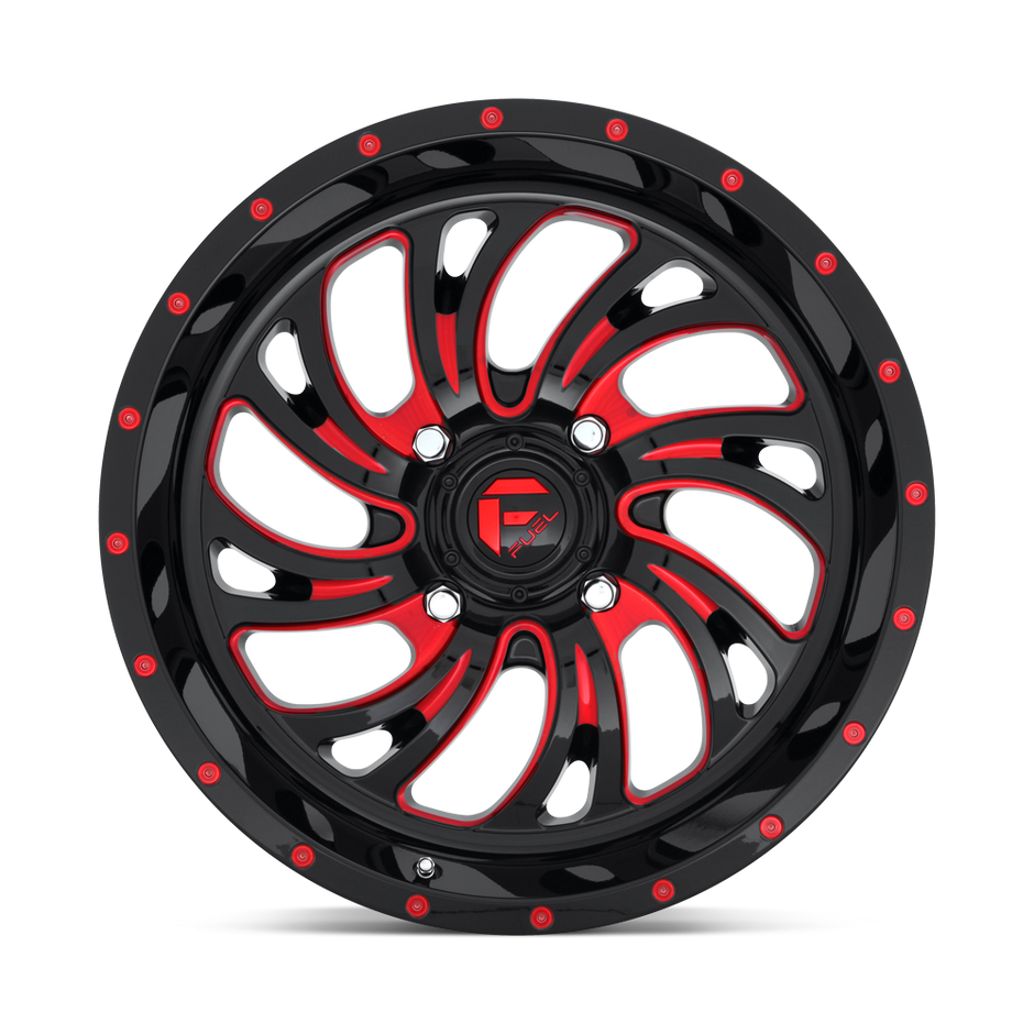 Fuel Wheels D642 Kompressor UTV 18x7 Gloss Black W/Red Tinted Clear 13mm ET 132mm CB 4x156