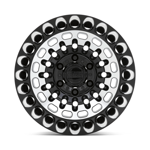 Black Rhino Hard Alloys Labyrinth 17x9.5 Gloss Black w/Machined Face & Milled -18mm ET 71.5mm CB 5x127