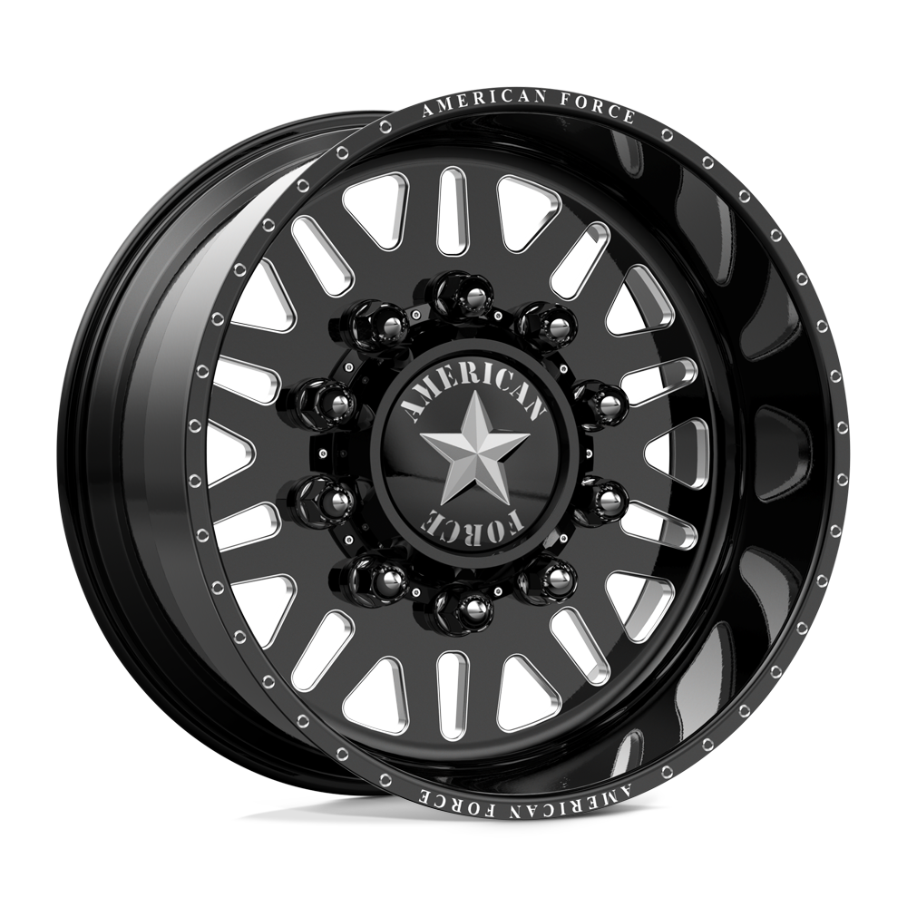 American Force Liberty SD forged wheels in gloss black milled finish, three-quarter view