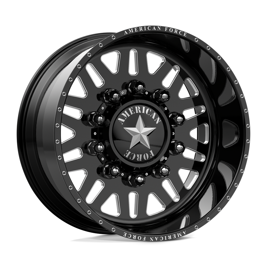 American Force Liberty SD forged wheels in gloss black milled finish, three-quarter view