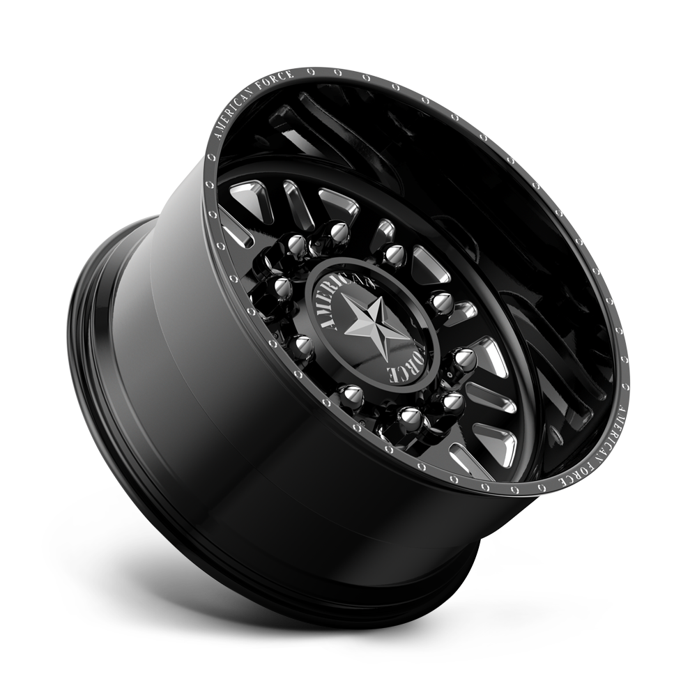 American Force Liberty SD forged wheels in gloss black milled finish, side profile view