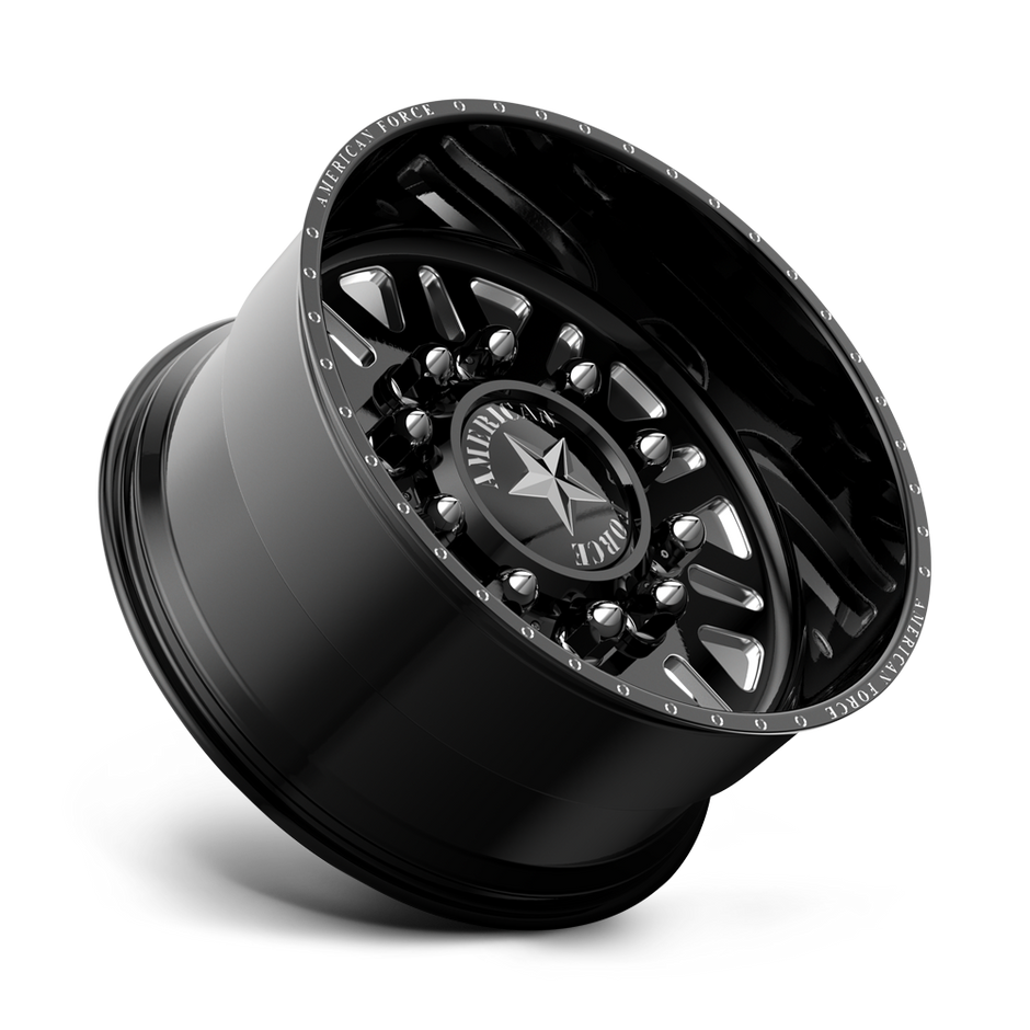 American Force Liberty SD forged wheels in gloss black milled finish, side profile view