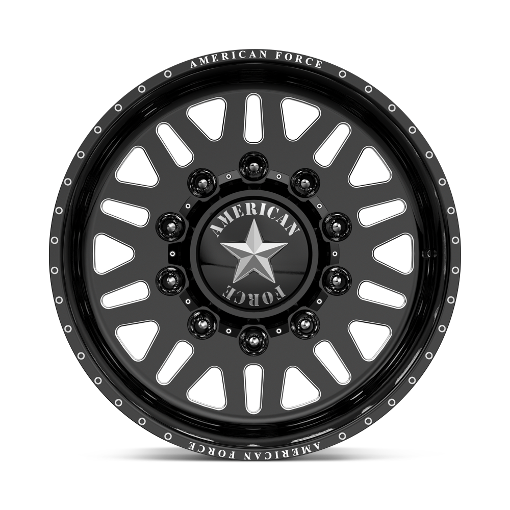 American Force Liberty SD forged wheels in gloss black milled finish, face view