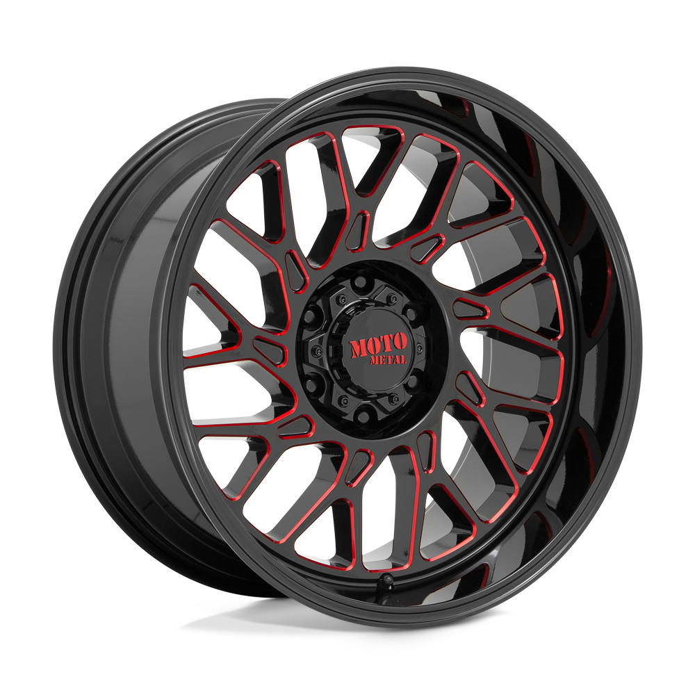 Moto Metal MO805 20x10 Gloss Black Milled w/Red Tint -18mm ET 87.1mm CB 6x135